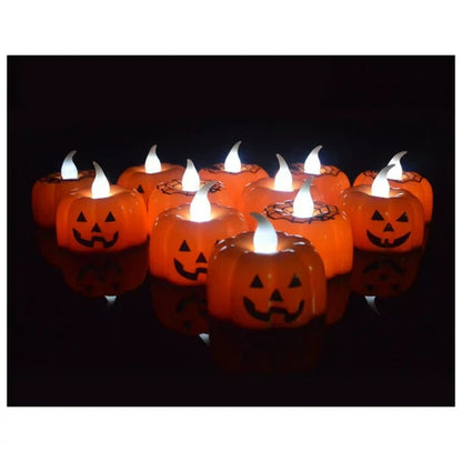 40-Piece Set of 3D Illuminated Flameless Halloween Candles - LED Pumpkin Tea Lights