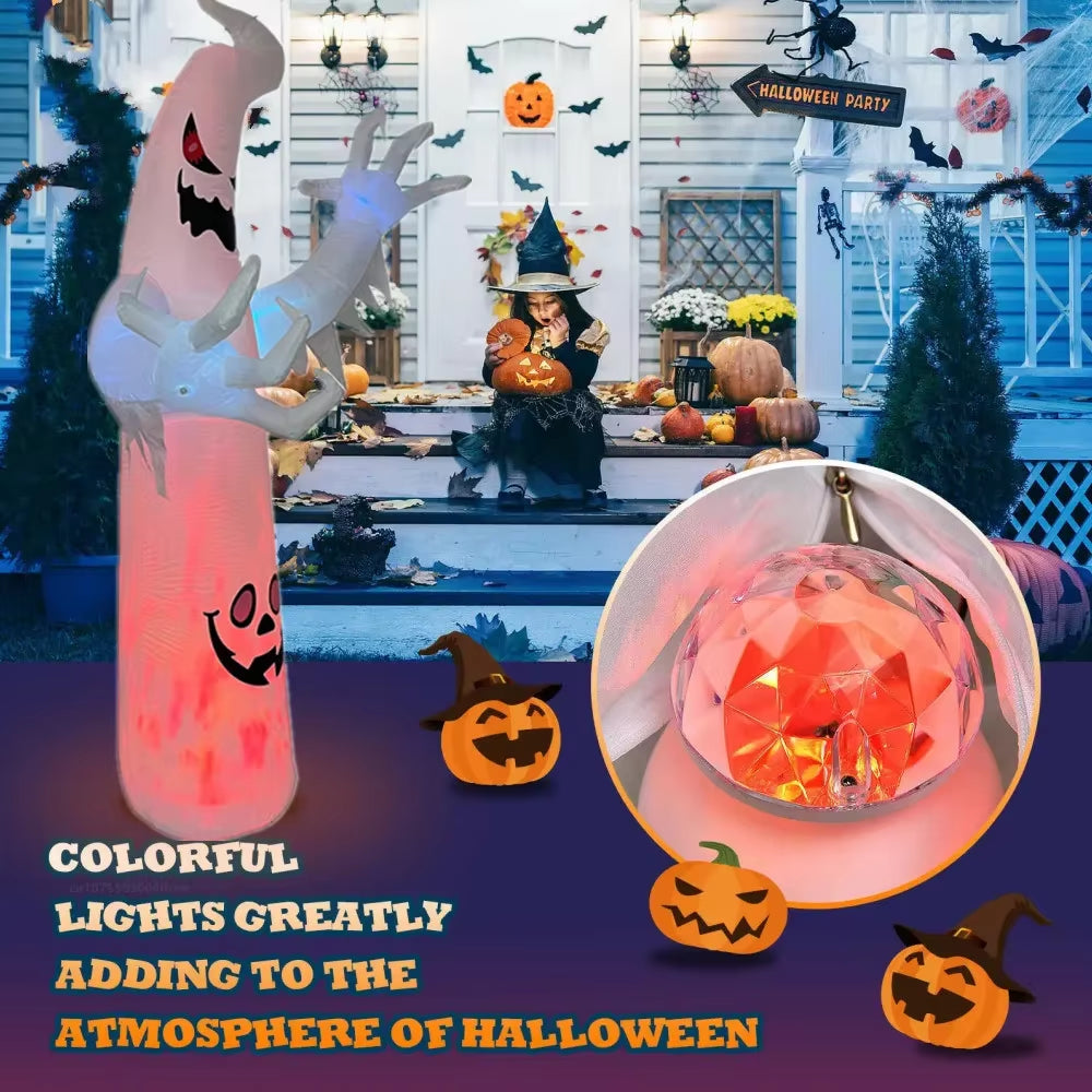 8FT/2.4M Inflatable Halloween Ghost Decoration with Built-In LED Light for Indoor and Outdoor Use