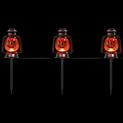 Set of 3 16.5-Inch Flickering Pumpkin Halloween Pathway Lanterns