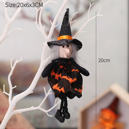 Halloween Decorative Doll Bar Ornament - Pumpkin, Ghost, and Witch Pendant for Spooky Kids' Gifts and Home Party Decor