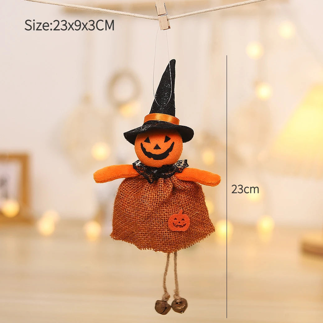Halloween Decorative Doll Bar Ornament - Pumpkin, Ghost, and Witch Pendant for Spooky Kids' Gifts and Home Party Decor