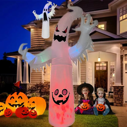 8FT/2.4M Inflatable Halloween Ghost Decoration with Built-In LED Light for Indoor and Outdoor Use