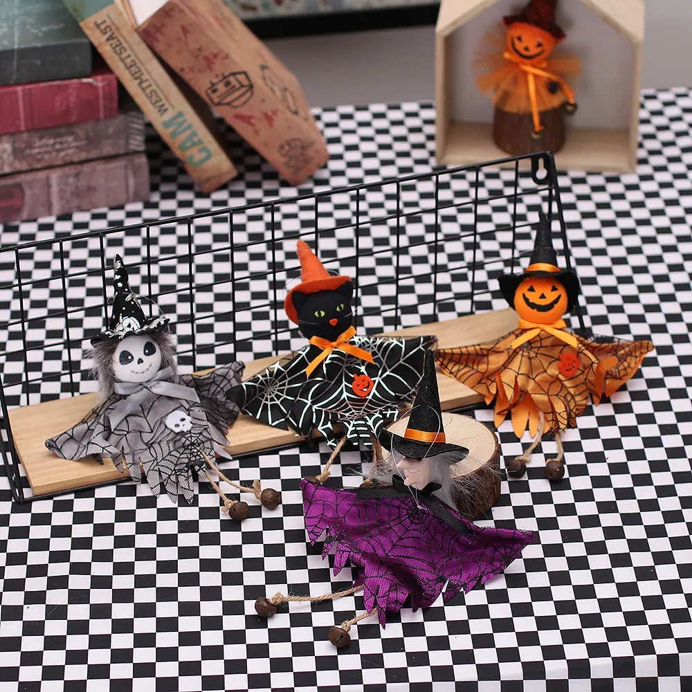 Halloween Decorative Doll Bar Ornament - Pumpkin, Ghost, and Witch Pendant for Spooky Kids' Gifts and Home Party Decor