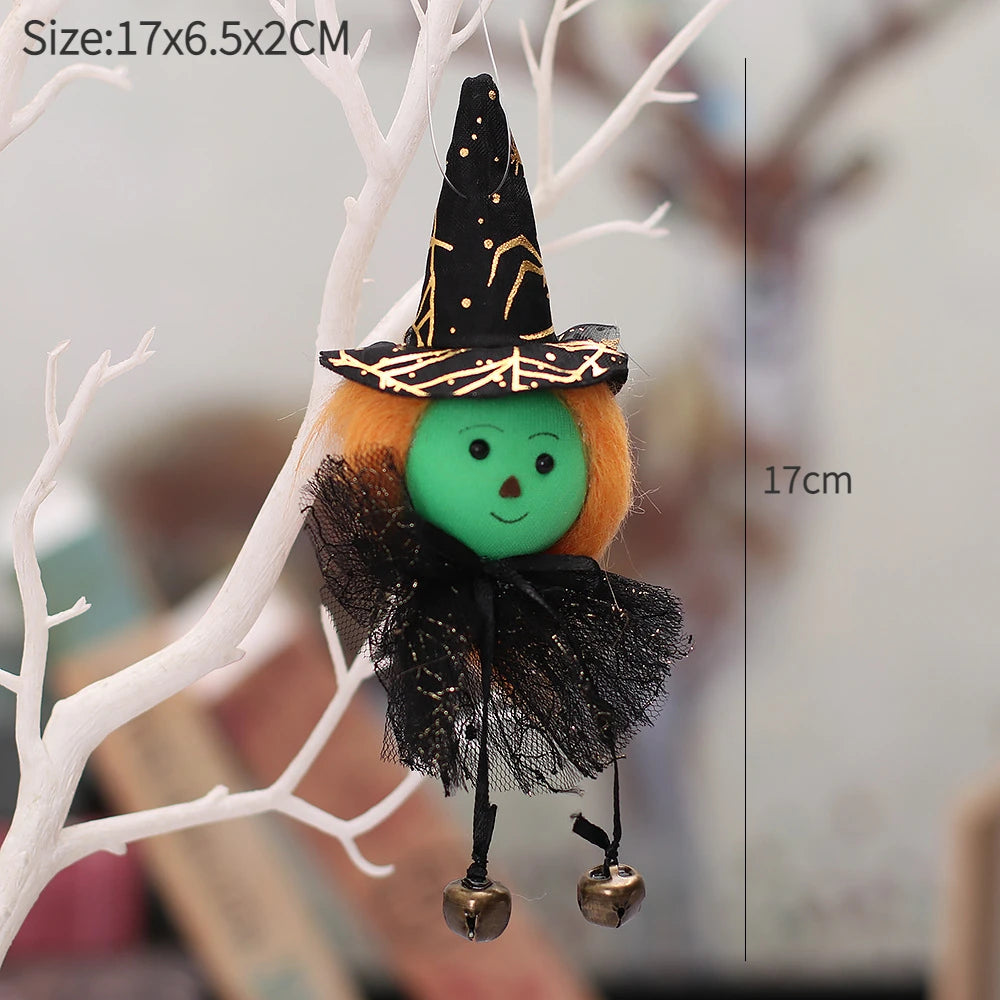 Halloween Decorative Doll Bar Ornament - Pumpkin, Ghost, and Witch Pendant for Spooky Kids' Gifts and Home Party Decor