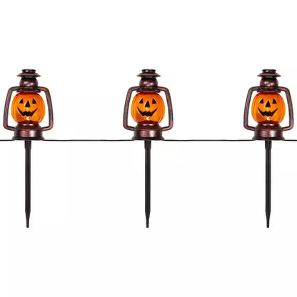 Set of 3 16.5-Inch Flickering Pumpkin Halloween Pathway Lanterns