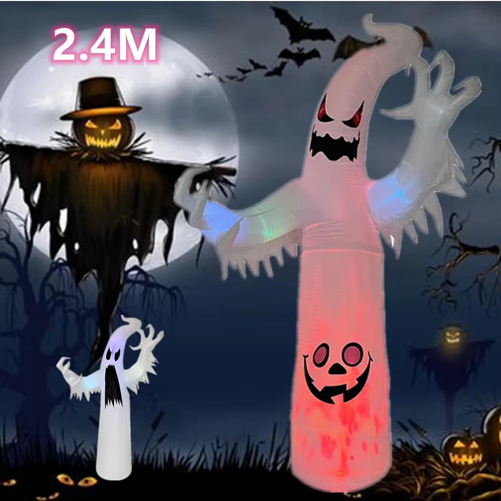 8FT/2.4M Inflatable Halloween Ghost Decoration with Built-In LED Light for Indoor and Outdoor Use