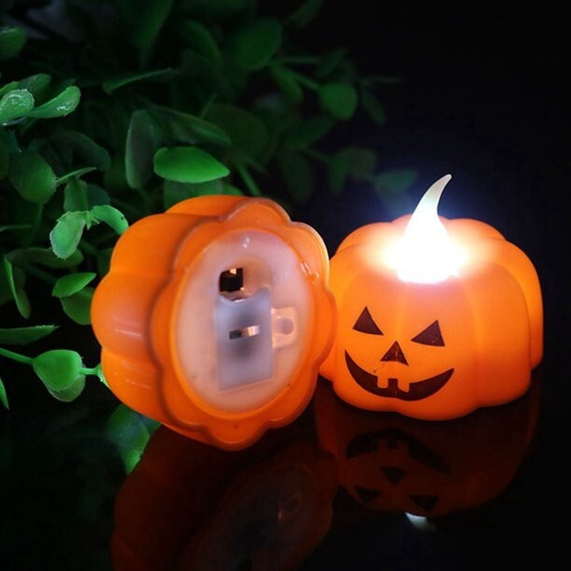 40-Piece Set of 3D Illuminated Flameless Halloween Candles - LED Pumpkin Tea Lights