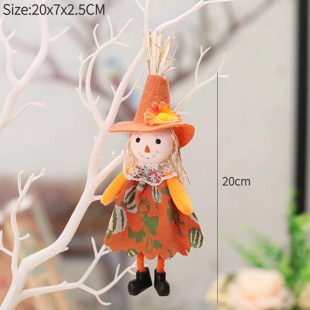 Halloween Decorative Doll Bar Ornament - Pumpkin, Ghost, and Witch Pendant for Spooky Kids' Gifts and Home Party Decor