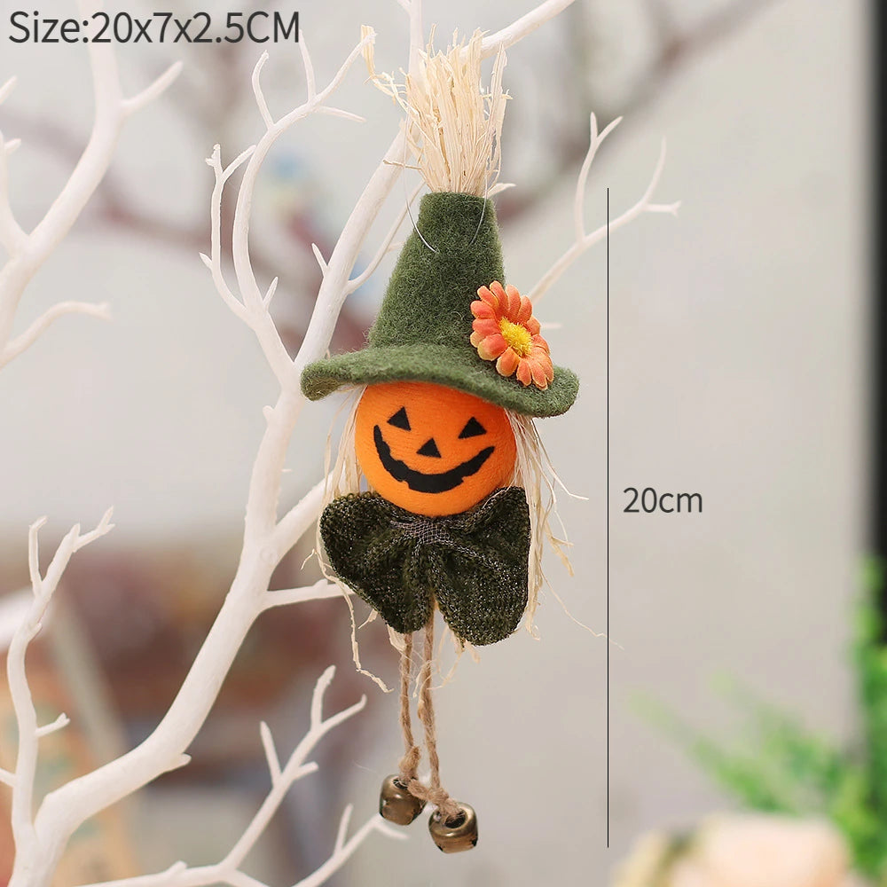 Halloween Decorative Doll Bar Ornament - Pumpkin, Ghost, and Witch Pendant for Spooky Kids' Gifts and Home Party Decor
