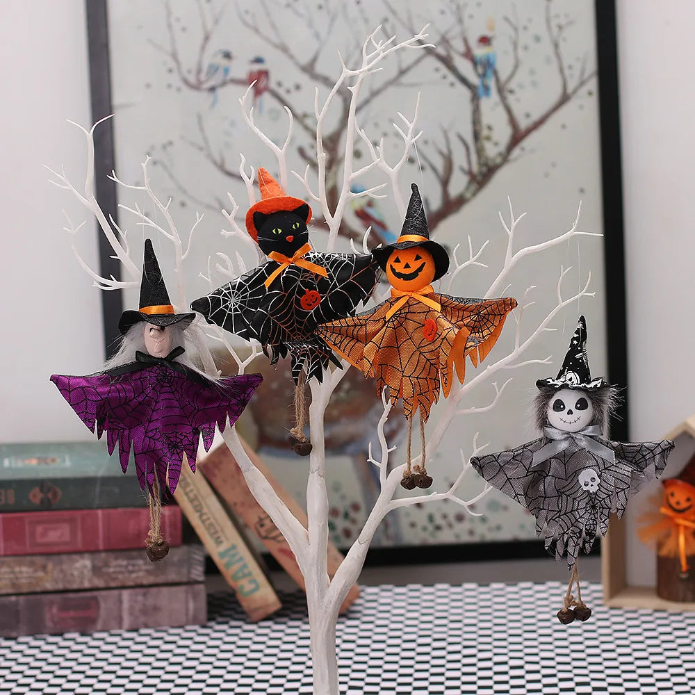 Halloween Decorative Doll Bar Ornament - Pumpkin, Ghost, and Witch Pendant for Spooky Kids' Gifts and Home Party Decor