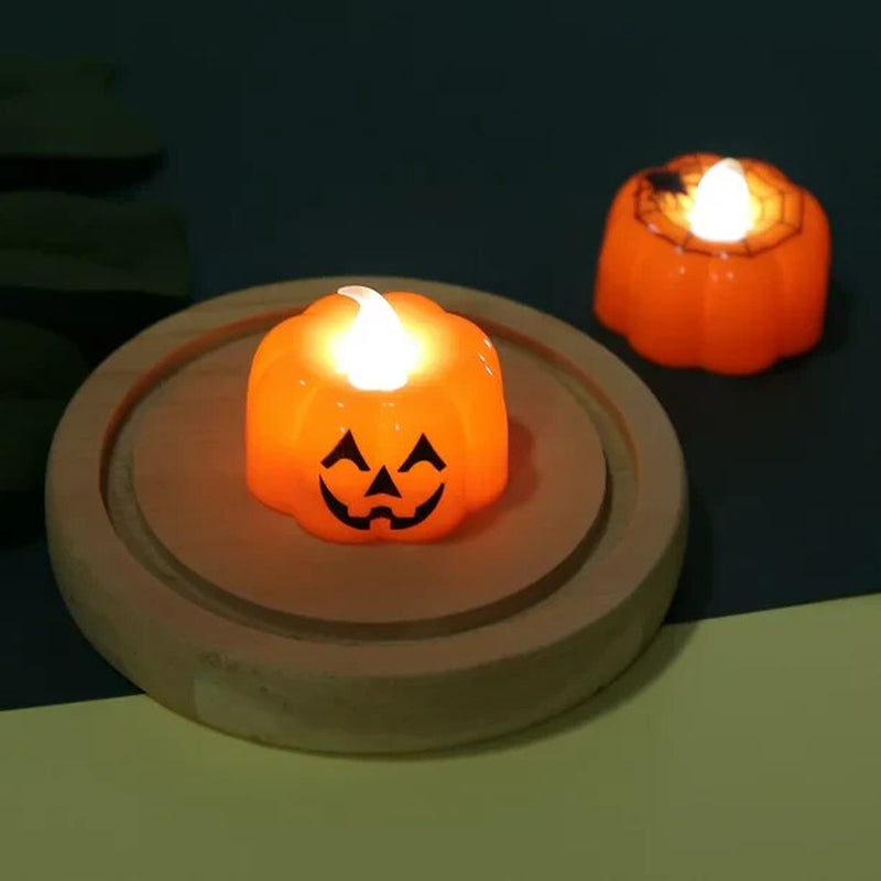 40-Piece Set of 3D Illuminated Flameless Halloween Candles - LED Pumpkin Tea Lights