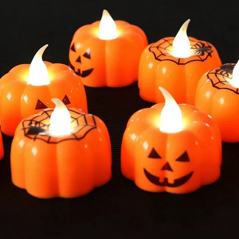 40-Piece Set of 3D Illuminated Flameless Halloween Candles - LED Pumpkin Tea Lights