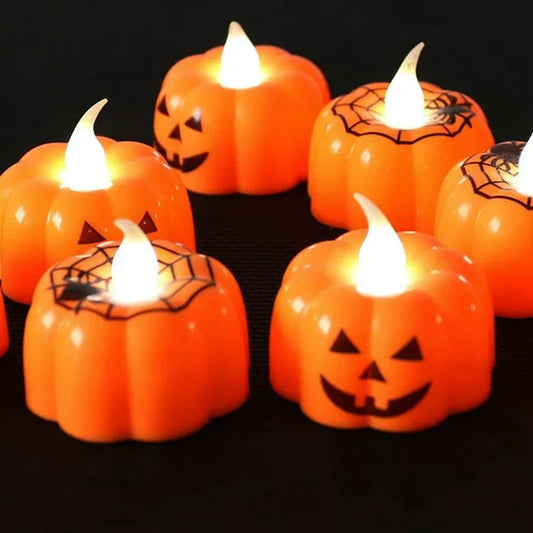 40-Piece Set of 3D Illuminated Flameless Halloween Candles - LED Pumpkin Tea Lights