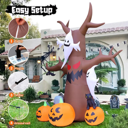 11.8 FT Inflatable Halloween Tree with LED Lights - Scary Outdoor Decoration for Halloween and Holiday Clearance