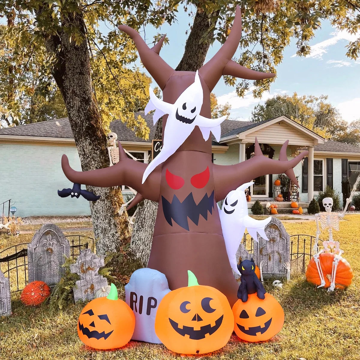11.8 FT Inflatable Halloween Tree with LED Lights - Scary Outdoor Decoration for Halloween and Holiday Clearance