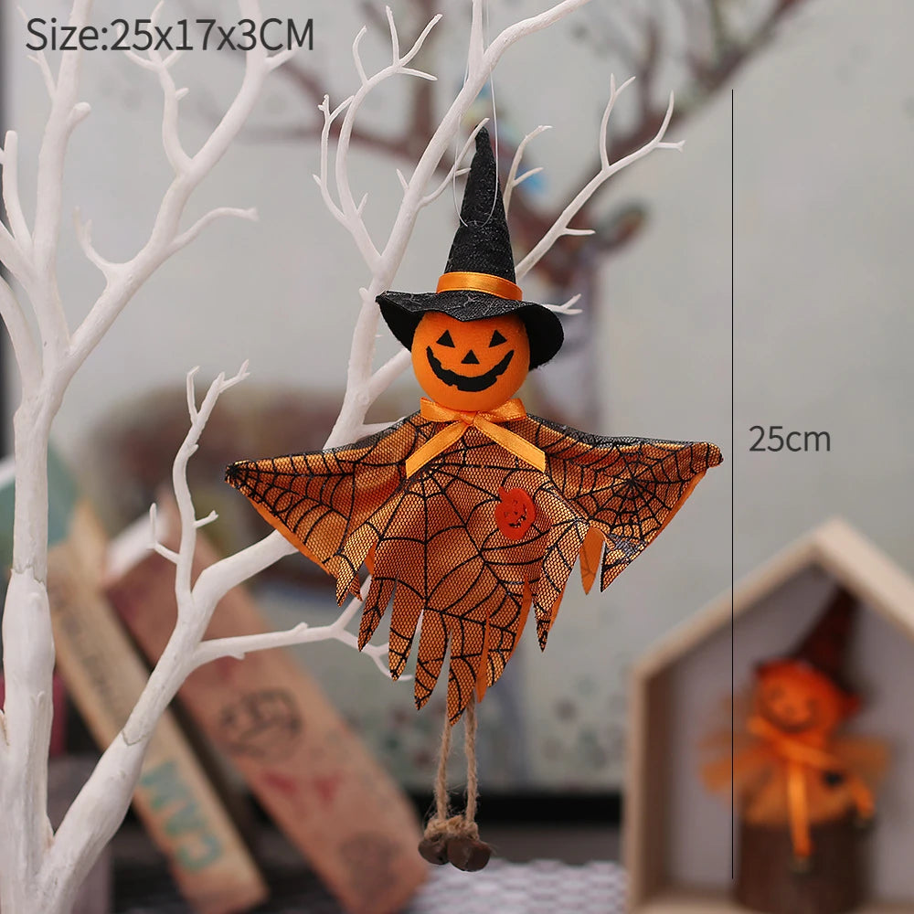 Halloween Decorative Doll Bar Ornament - Pumpkin, Ghost, and Witch Pendant for Spooky Kids' Gifts and Home Party Decor